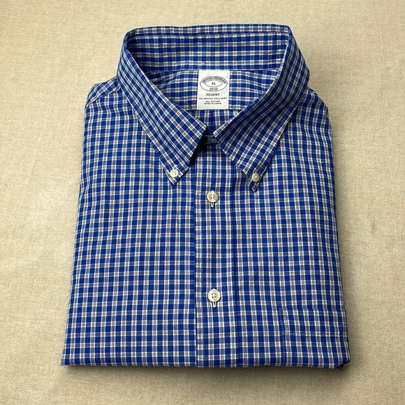 Brooks Brothers Other - Brooks Brothers Shirt Mens Extra Large XL Blue Plaid Short Sleeve Button Down